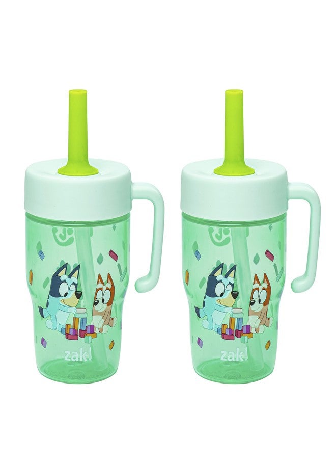 Zak Designs Bluey Capri Toddler Tumbler For Travel or At Home, 10oz 2-Pack Durable Plastic Sippy Cups With Handle and Leak-Proof Design are Perfect For Kids (Bluey and Bingo) - Image 1